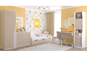 Одностворчатый детский шкаф для одежды со штангой Комби МН-211-15 капучино