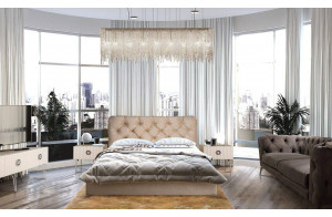 Двуспальная кровать с подъемным механизмом BOGEMIA (жемчуг)